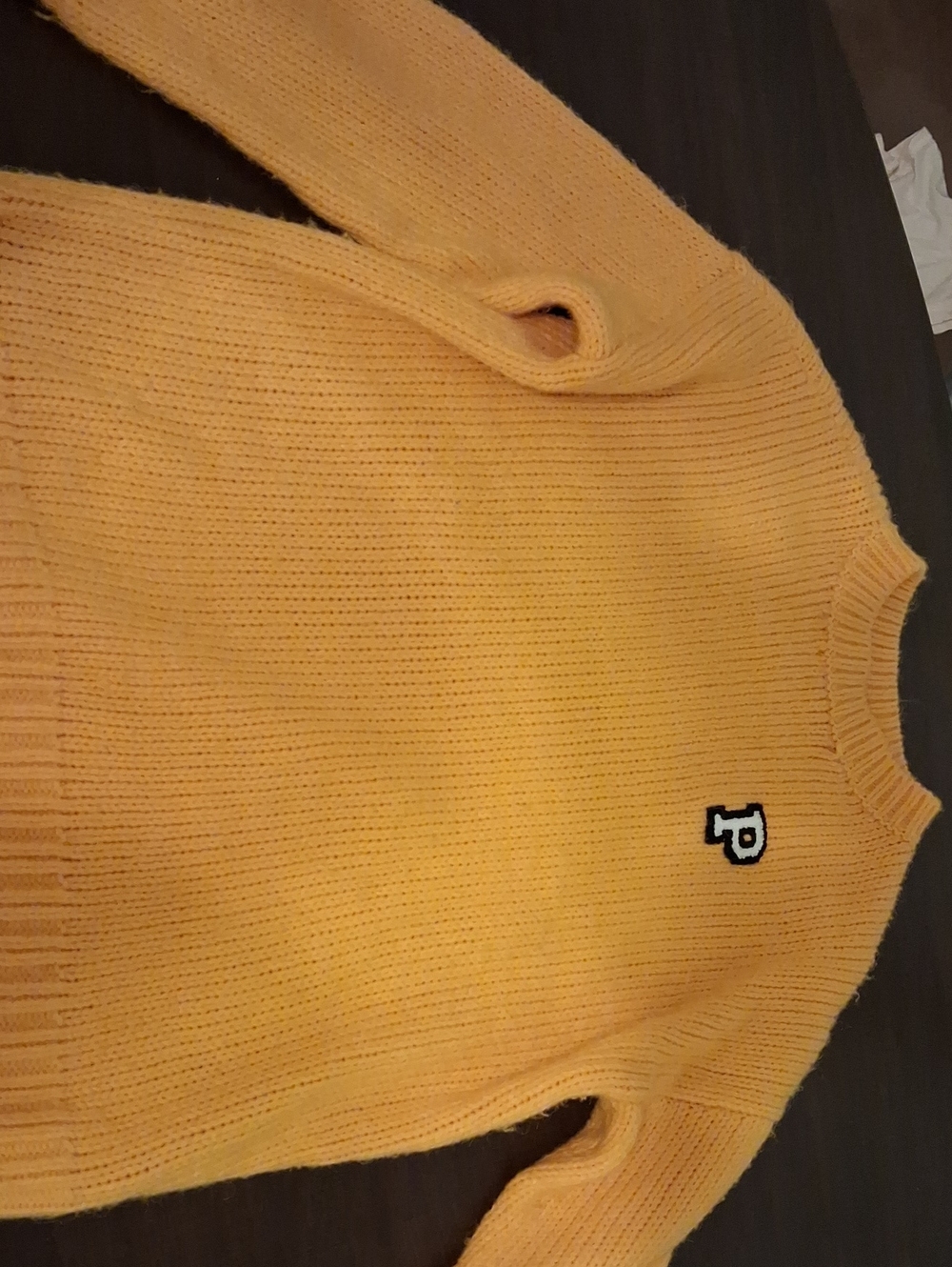 PINK Victoria's Secret Yellow Crewneck Sweater with 'P' Patch